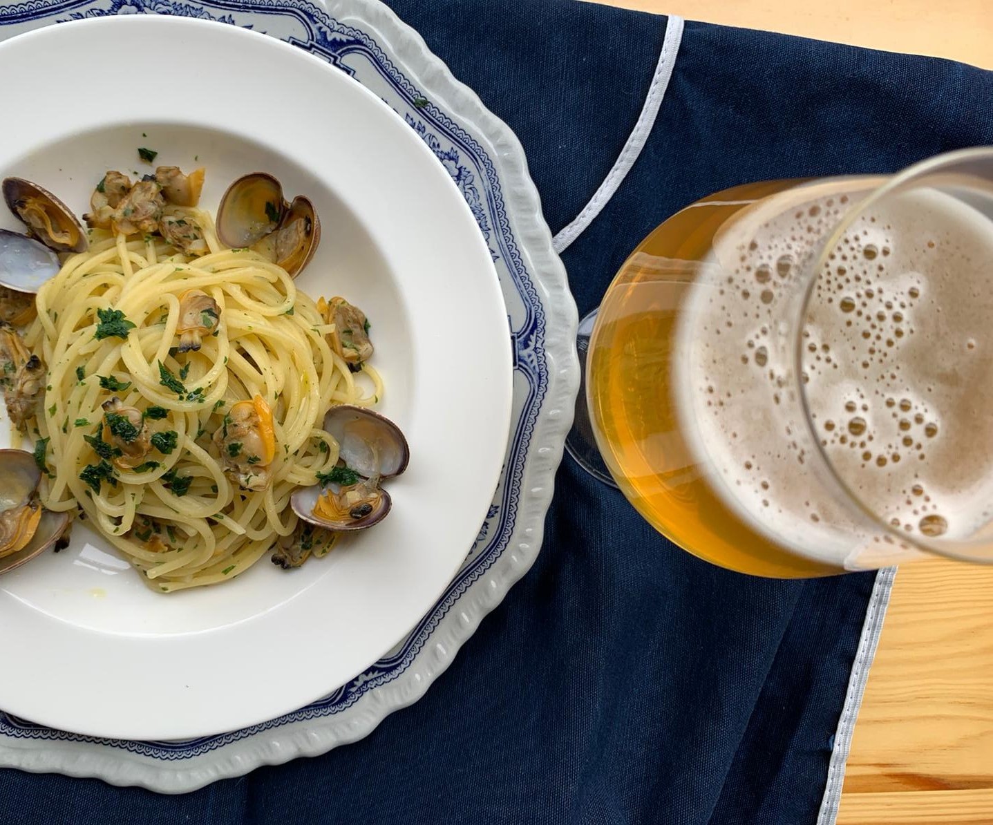 Spaghetti alle vongole e birra