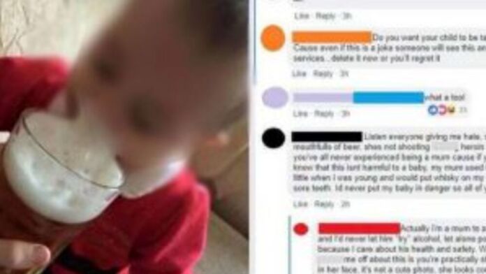 La foto dello scandalo sui social: Mamma americana fa bere birra alla figlia neonata