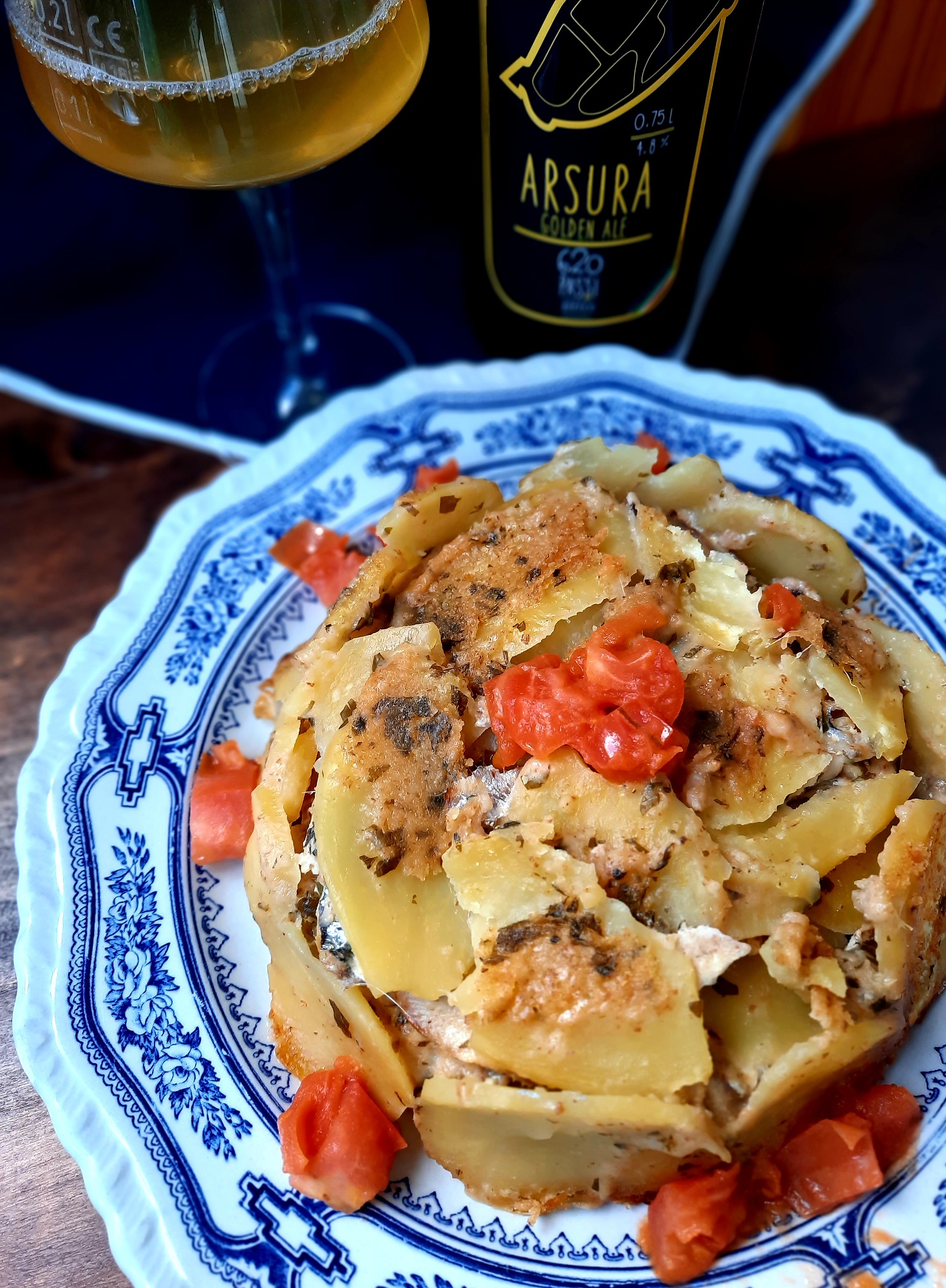 Tortino birroso con sardine e patate