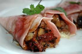 Involtini di prosciutto ai funghi