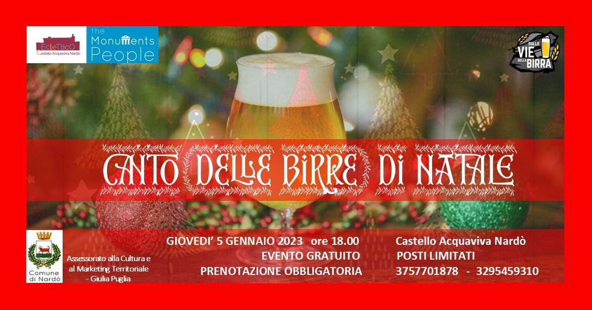 Il 5 gennaio a Nardò un viaggio inaspettato alla scoperta della tradizione delle Birre di Natale